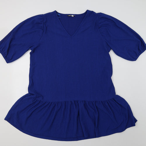 Pep & Co Womens Blue  Polyester Shift  Size 18  V-Neck