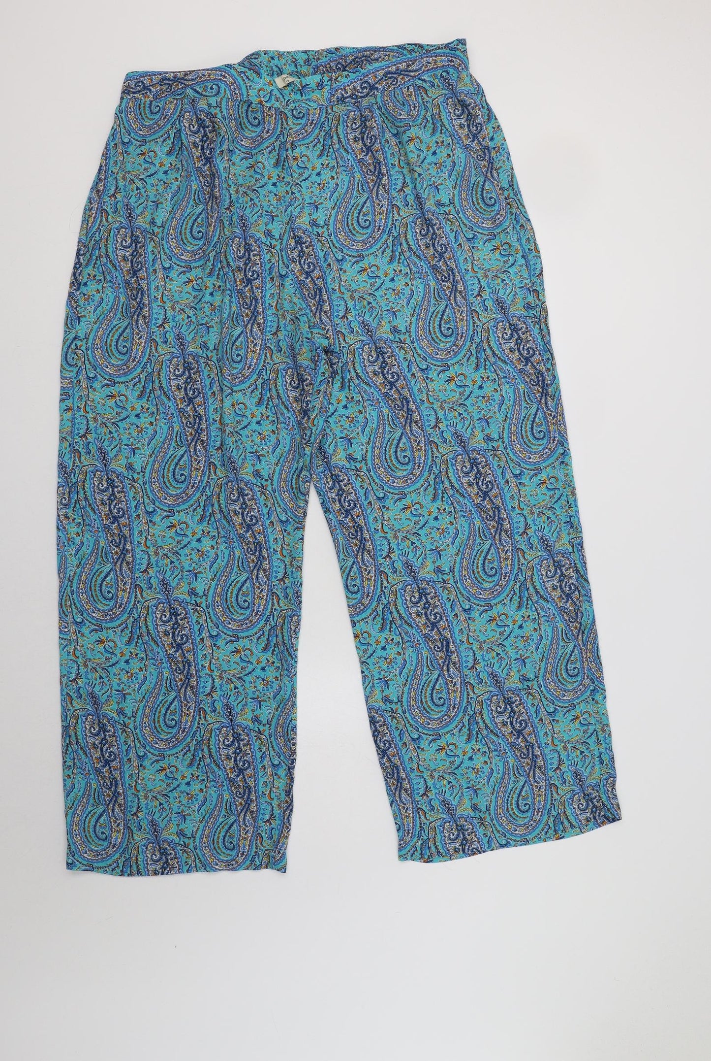 Papaya Womens Blue Paisley Polyester Trousers  Size 18 L31 in Regular