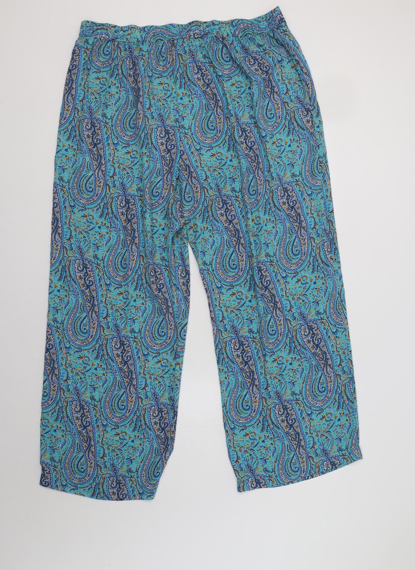 Papaya Womens Blue Paisley Polyester Trousers  Size 18 L31 in Regular