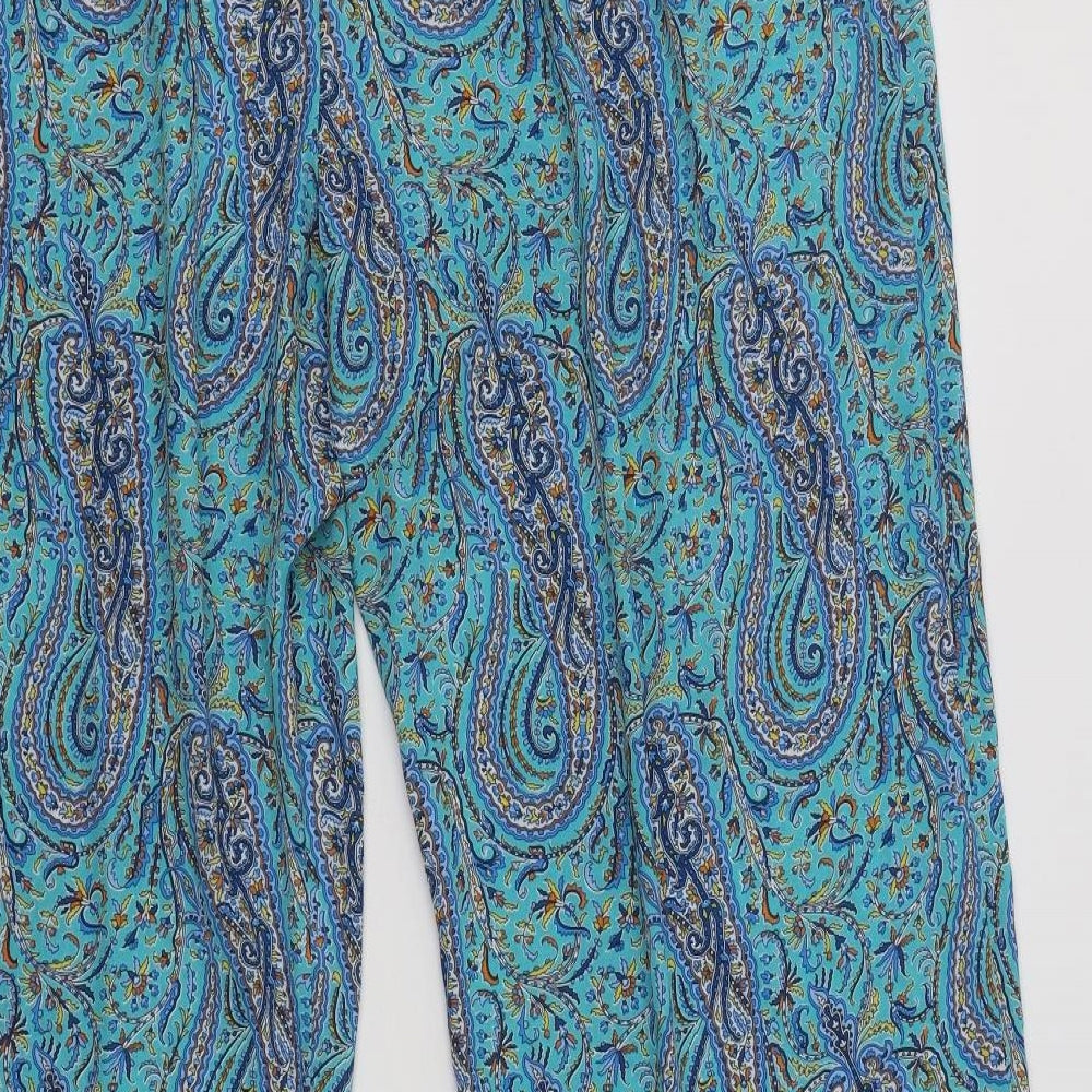 Papaya Womens Blue Paisley Polyester Trousers  Size 18 L31 in Regular