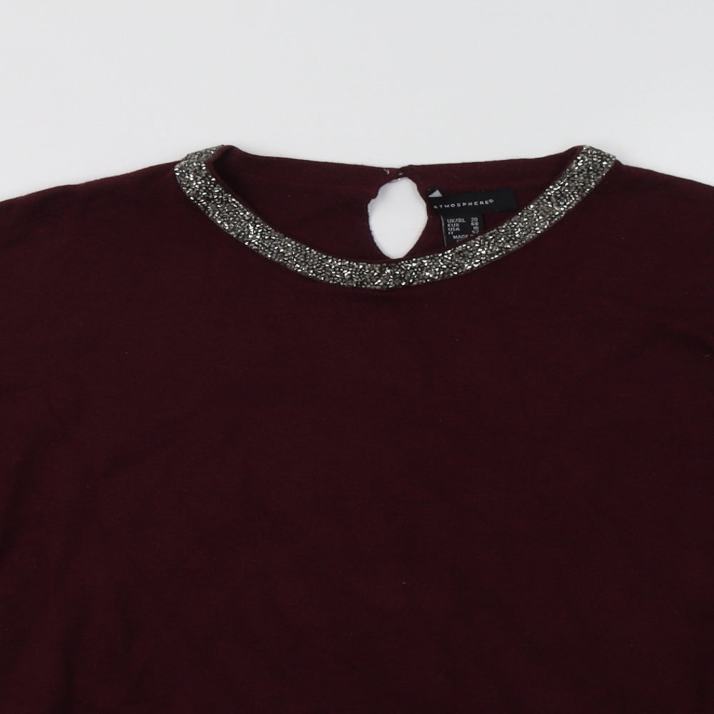Primark Womens Purple Round Neck  Viscose Pullover Jumper Size 20   - Embellished Collar