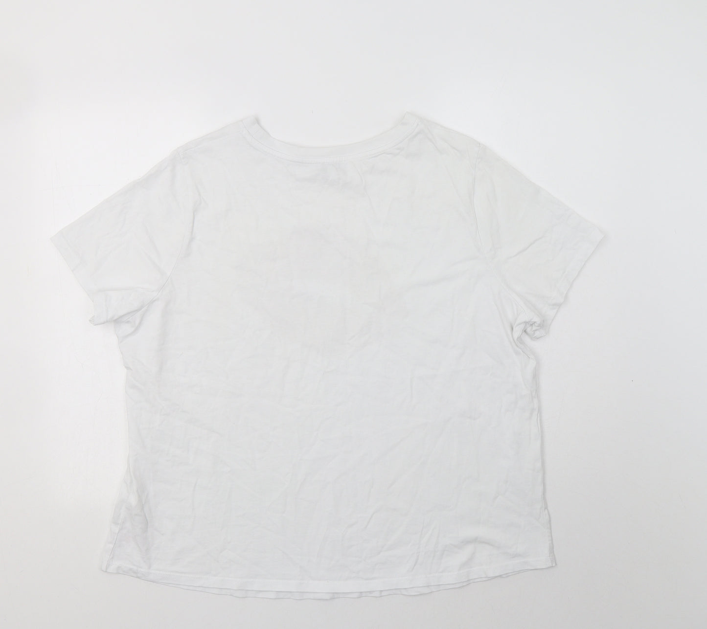 Simply Be Womens White  Cotton Basic T-Shirt Size 22 Crew Neck