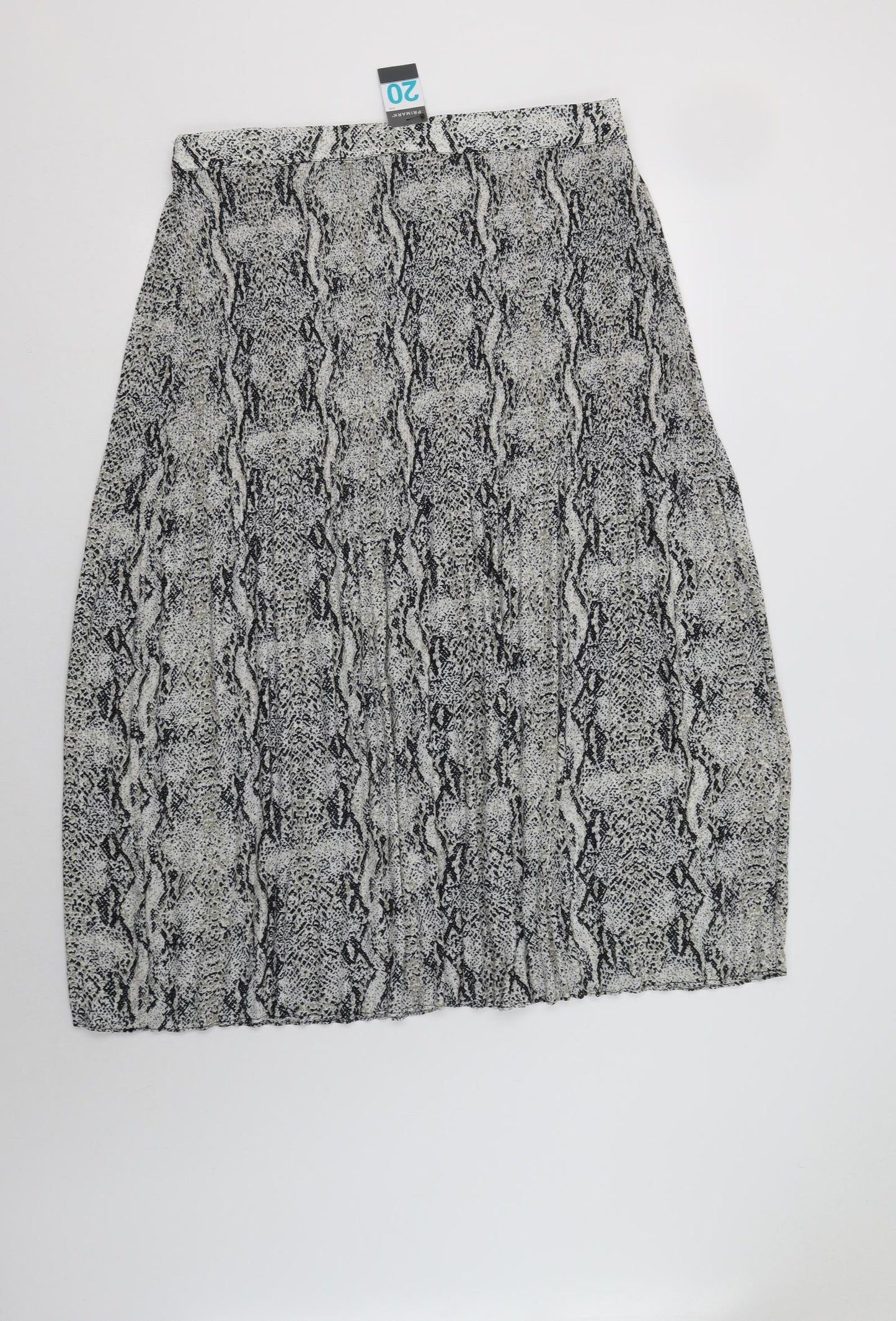Primark Womens Grey Animal Print Polyester Maxi Skirt Size 20