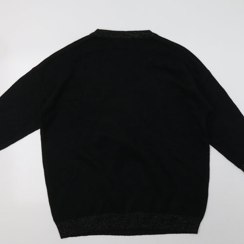 Capsule Womens Black Crew Neck  Acrylic Tunic Jumper Size 22   - Rudolph Christmas