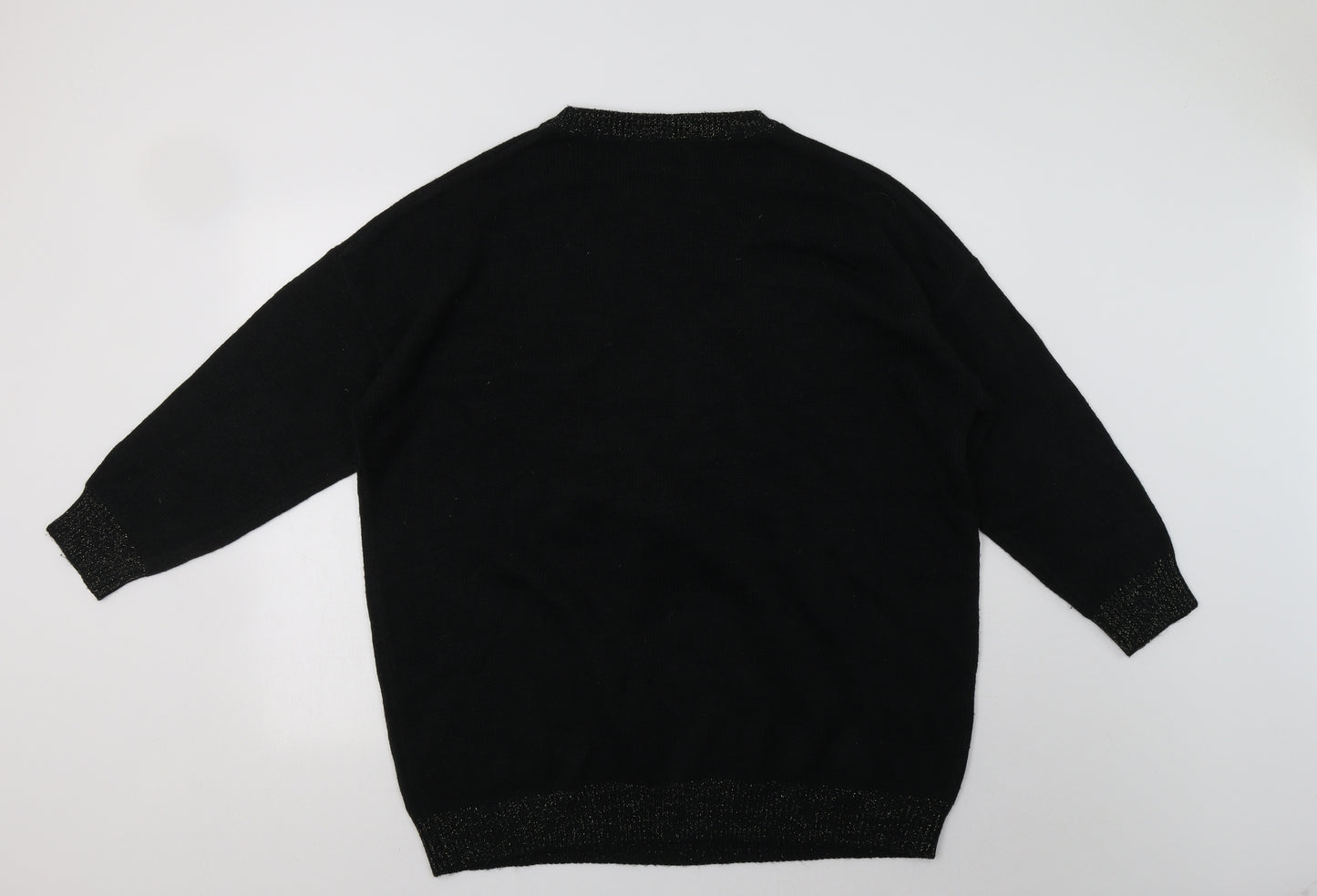 Capsule Womens Black Crew Neck  Acrylic Tunic Jumper Size 22   - Rudolph Christmas