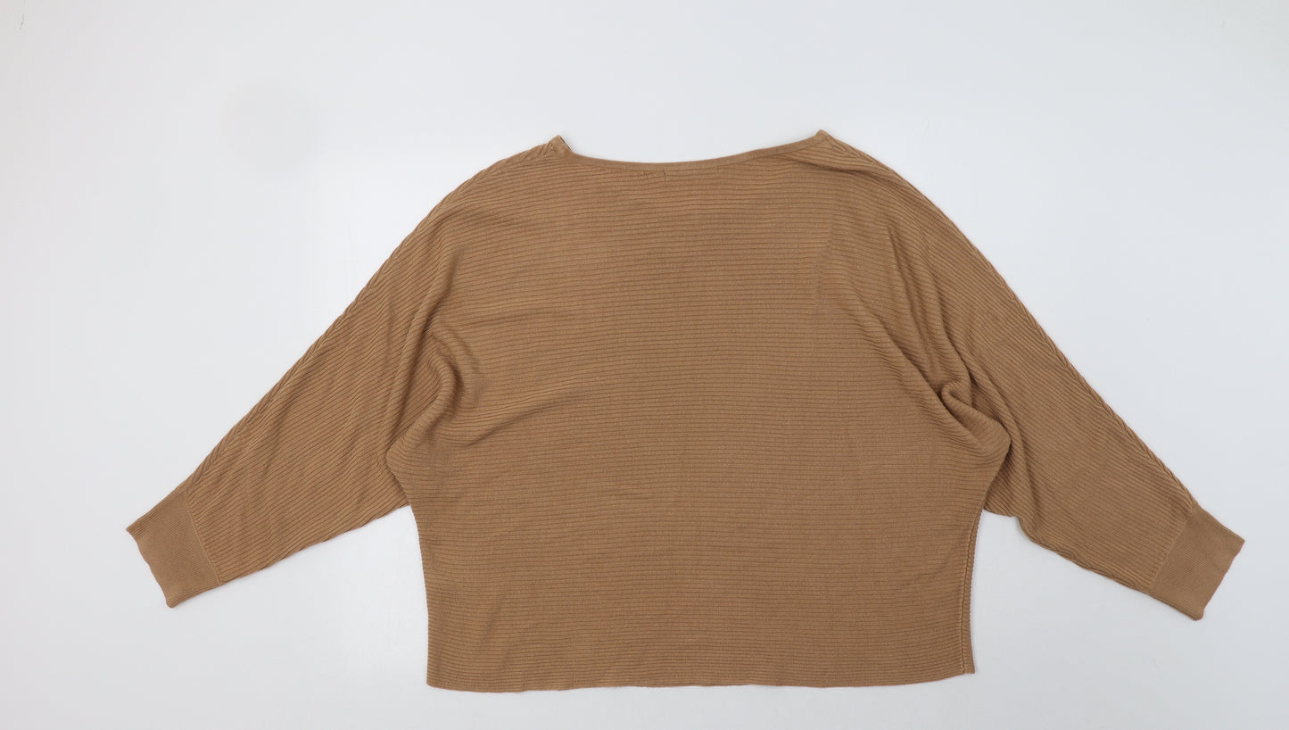 George Womens Beige Crew Neck  Acrylic Pullover Jumper Size 22