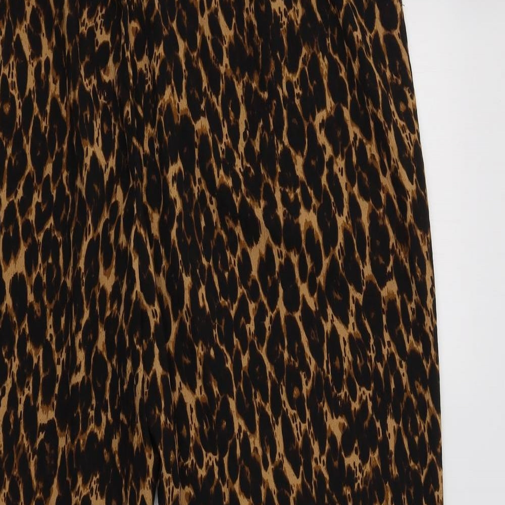Capsule Womens Brown Animal Print Polyester Trousers  Size 20 L31 in Regular