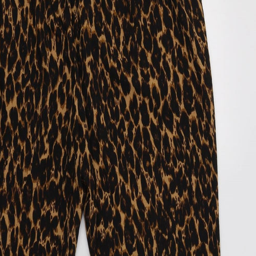Capsule Womens Brown Animal Print Polyester Trousers  Size 20 L31 in Regular