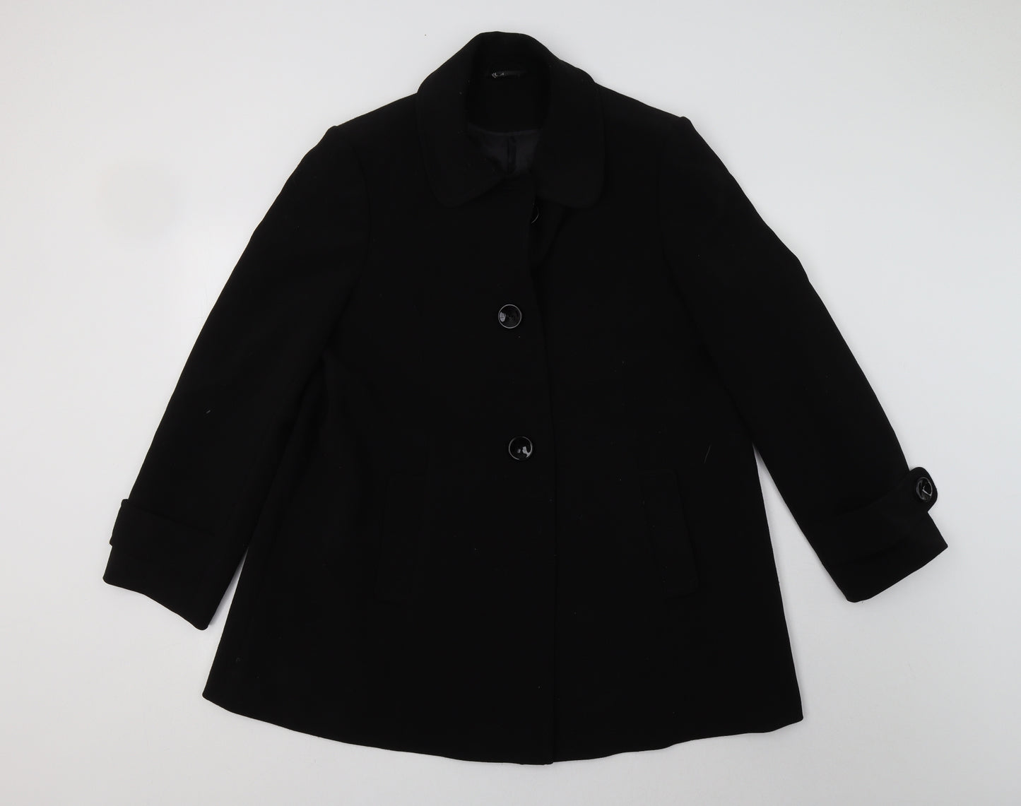BHS Womens Black   Pea Coat Coat Size 16  Button