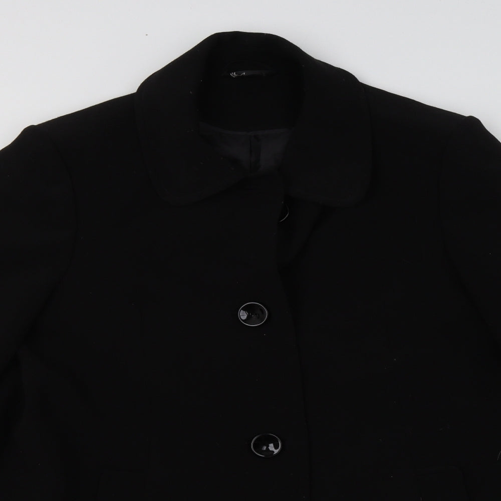 BHS Womens Black   Pea Coat Coat Size 16  Button