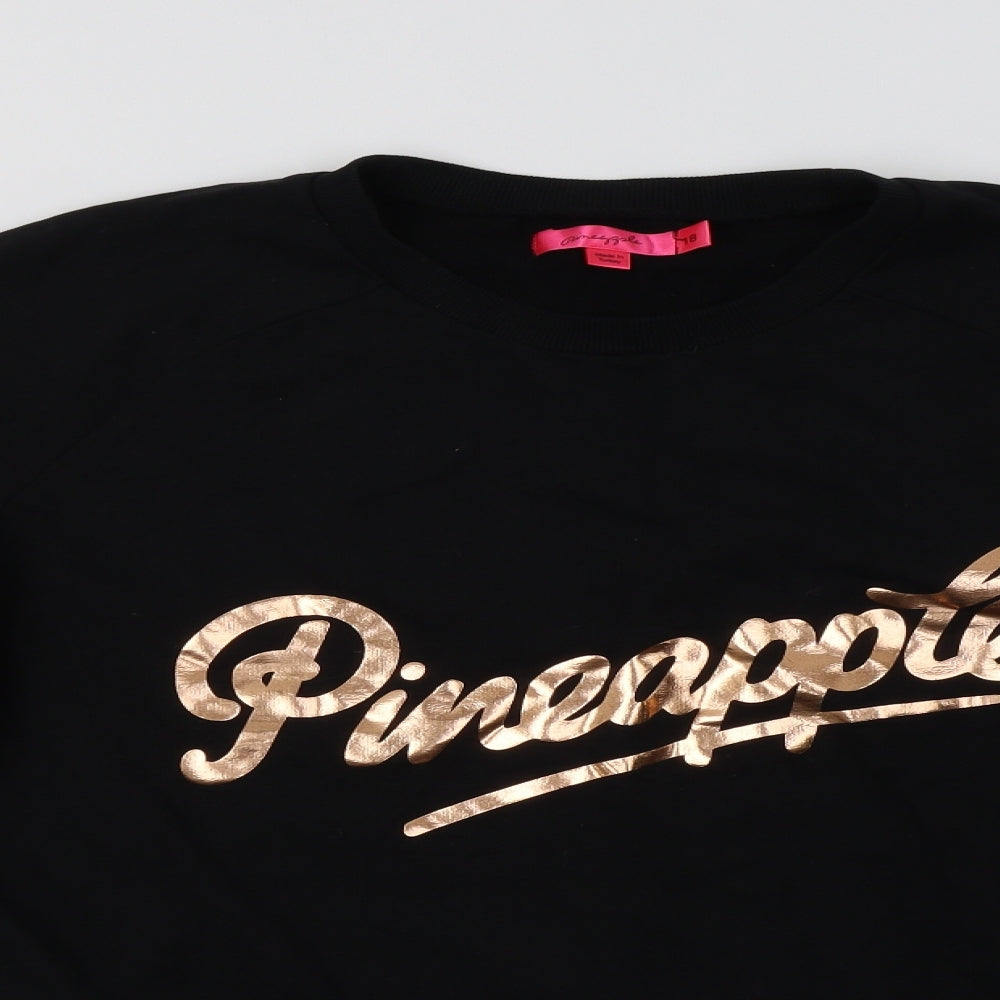 Pineapple Womens Black  Cotton Pullover Sweatshirt Size 18