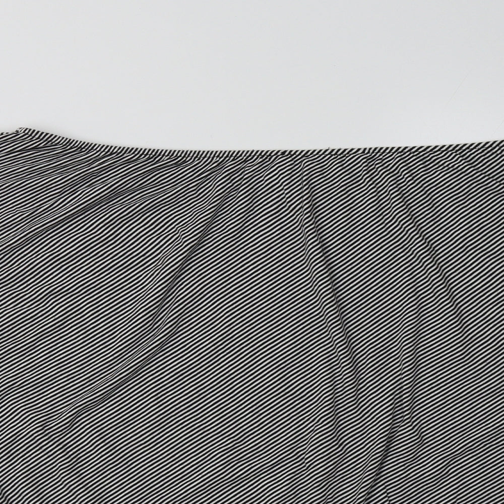 Debenhams Womens Black Striped Viscose Basic Blouse Size 18 Boat Neck