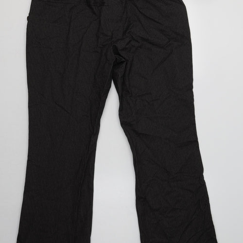 NEXT Womens Grey Striped Cotton Dress Pants Trousers Size 16 L31 in Regular Hook & Loop