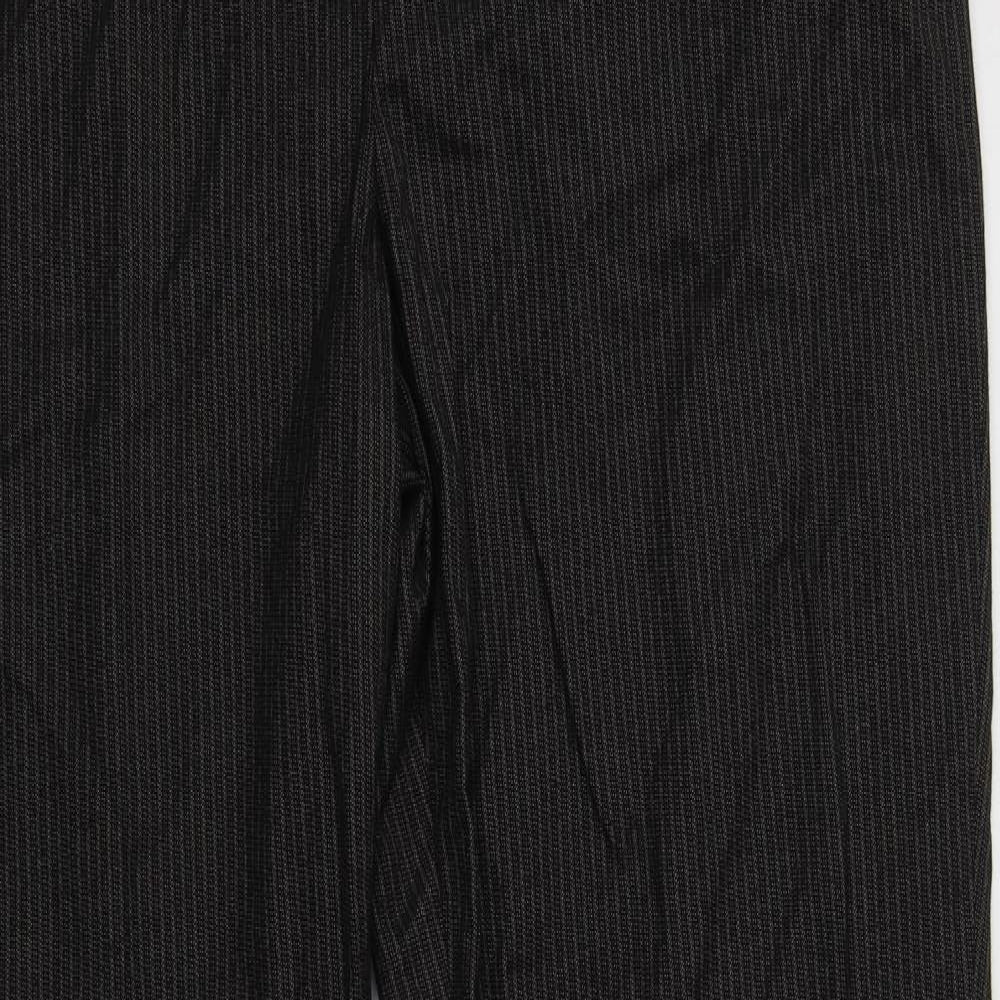 NEXT Womens Grey Striped Cotton Dress Pants Trousers Size 16 L31 in Regular Hook & Loop