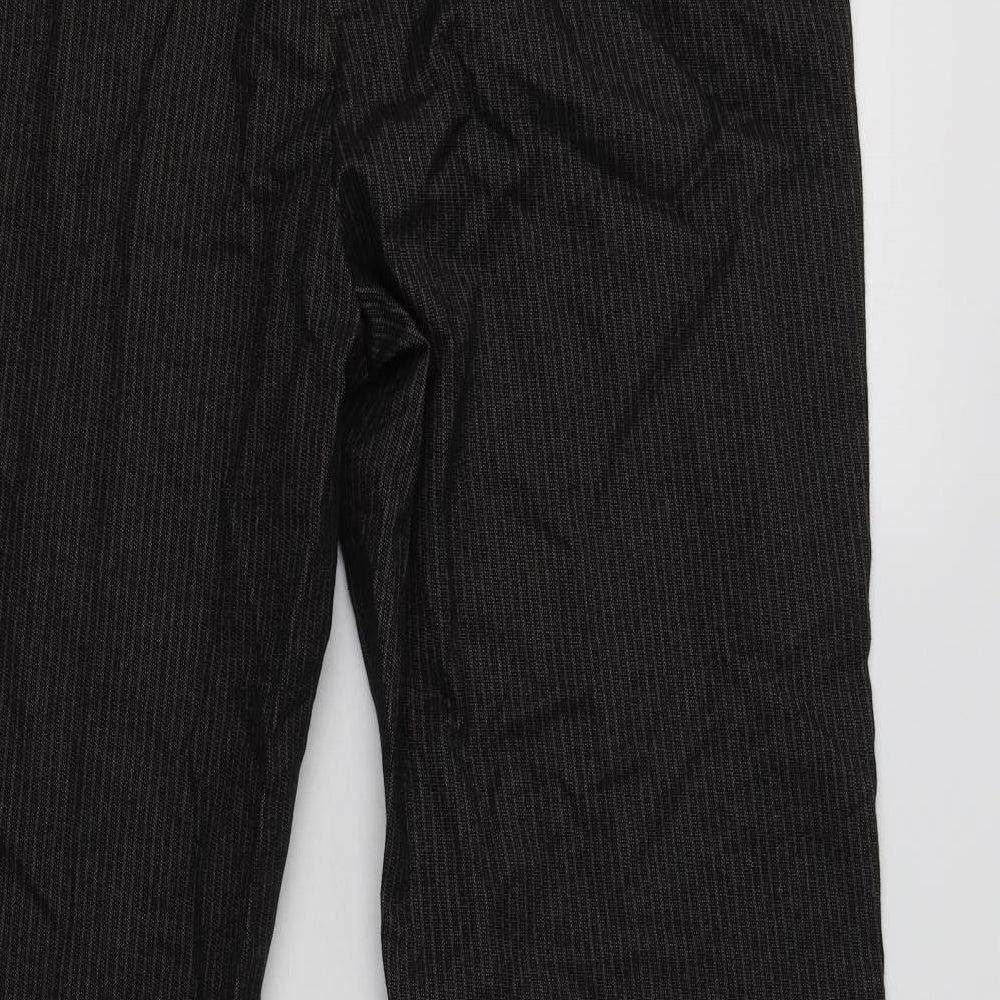 NEXT Womens Grey Striped Cotton Dress Pants Trousers Size 16 L31 in Regular Hook & Loop