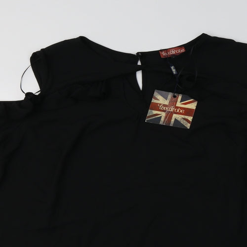 Lovedrobe Womens Black  Polyester Tunic Blouse Size 22 Round Neck - Cold Shoulder