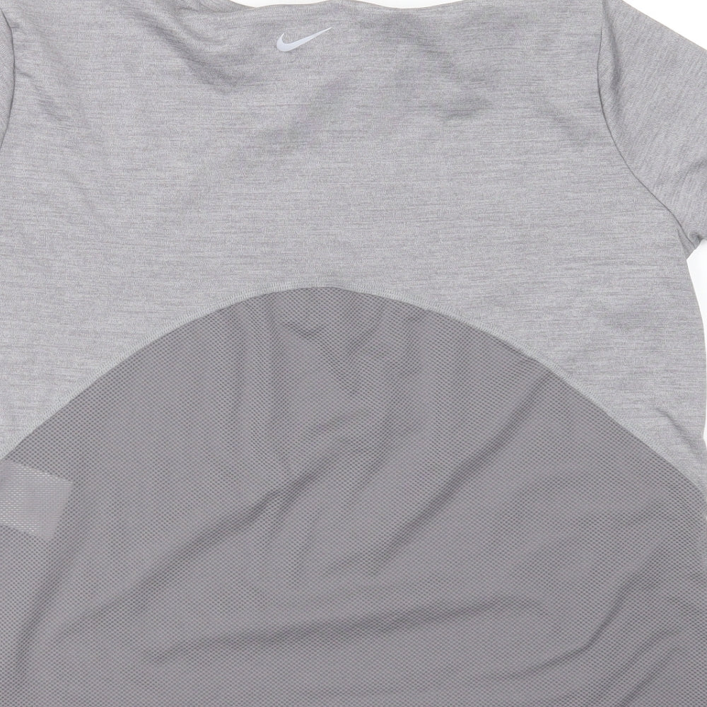 Nike Womens Grey  Polyester Basic T-Shirt Size M Round Neck