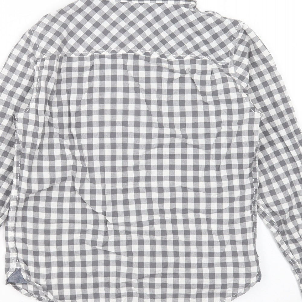 Cherokee Girls Grey Check Cotton Basic Button-Up Size 9-10 Years Collared Button
