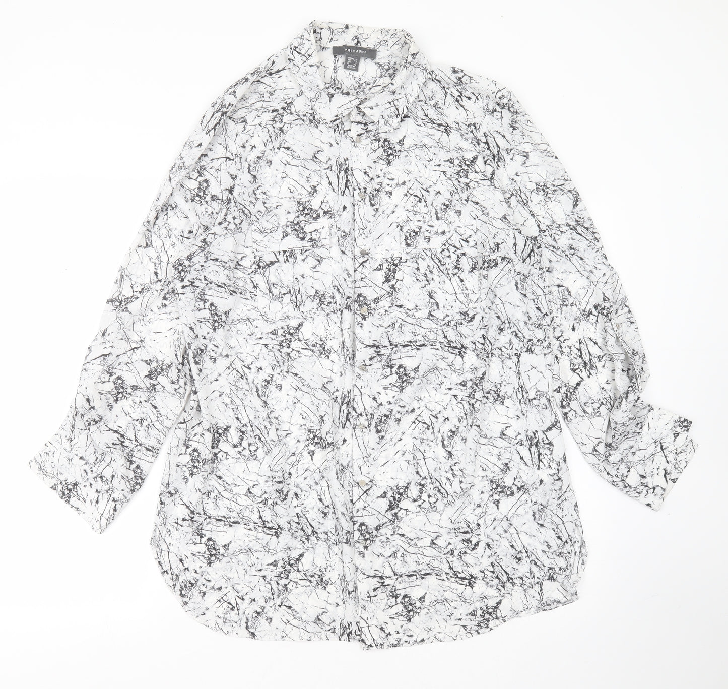 Primark Womens White  Polyester Basic Blouse Size 16 Collared