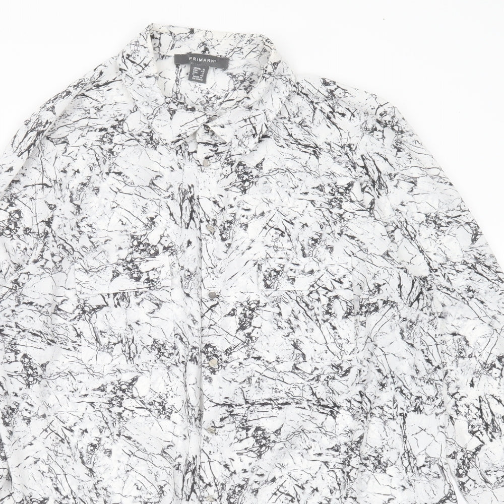 Primark Womens White  Polyester Basic Blouse Size 16 Collared