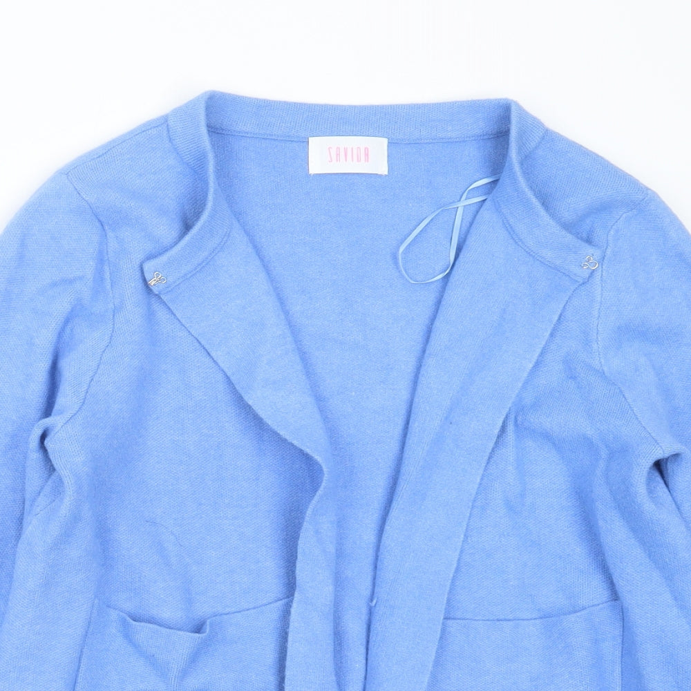 SAVIOR Womens Blue Round Neck  Viscose Cardigan Jumper Size M