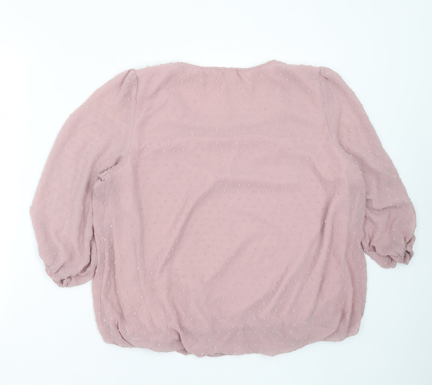 Soon Womens Pink  Polyester Basic Blouse Size 16 Round Neck - dotted pattern