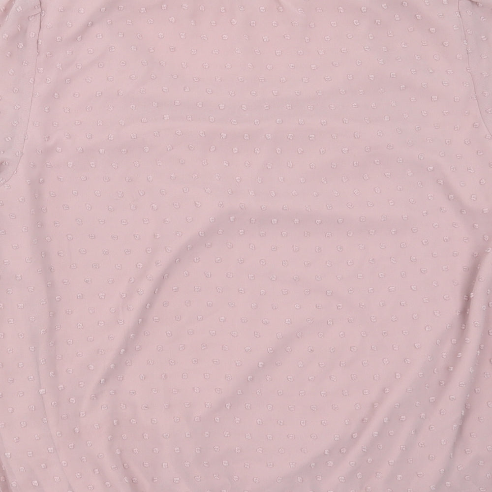 Soon Womens Pink  Polyester Basic Blouse Size 16 Round Neck - dotted pattern