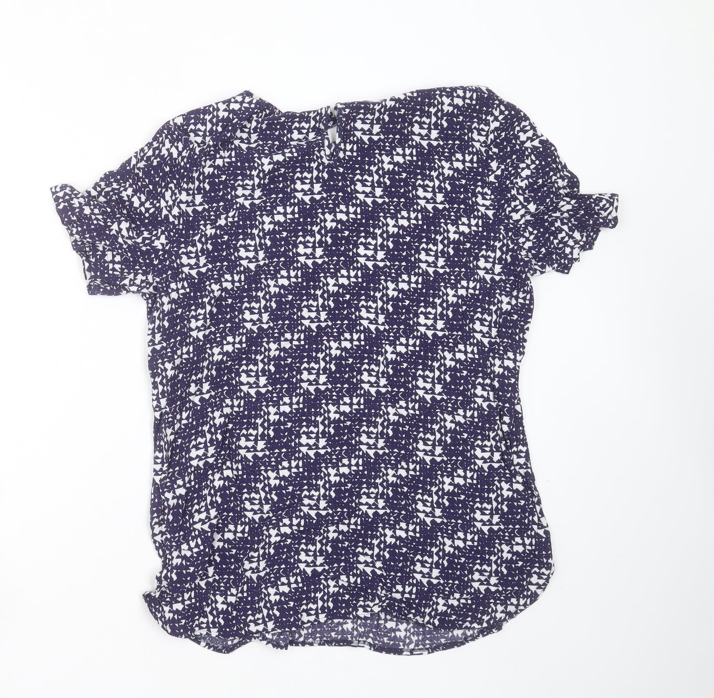 George Womens Blue Geometric Viscose Basic Blouse Size 16 Round Neck