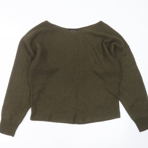 New Look Womens Green Boat Neck  Acrylic Pullover Jumper Size M