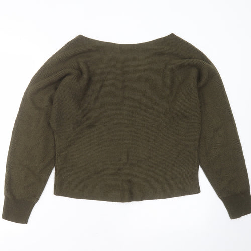 New Look Womens Green Boat Neck  Acrylic Pullover Jumper Size M