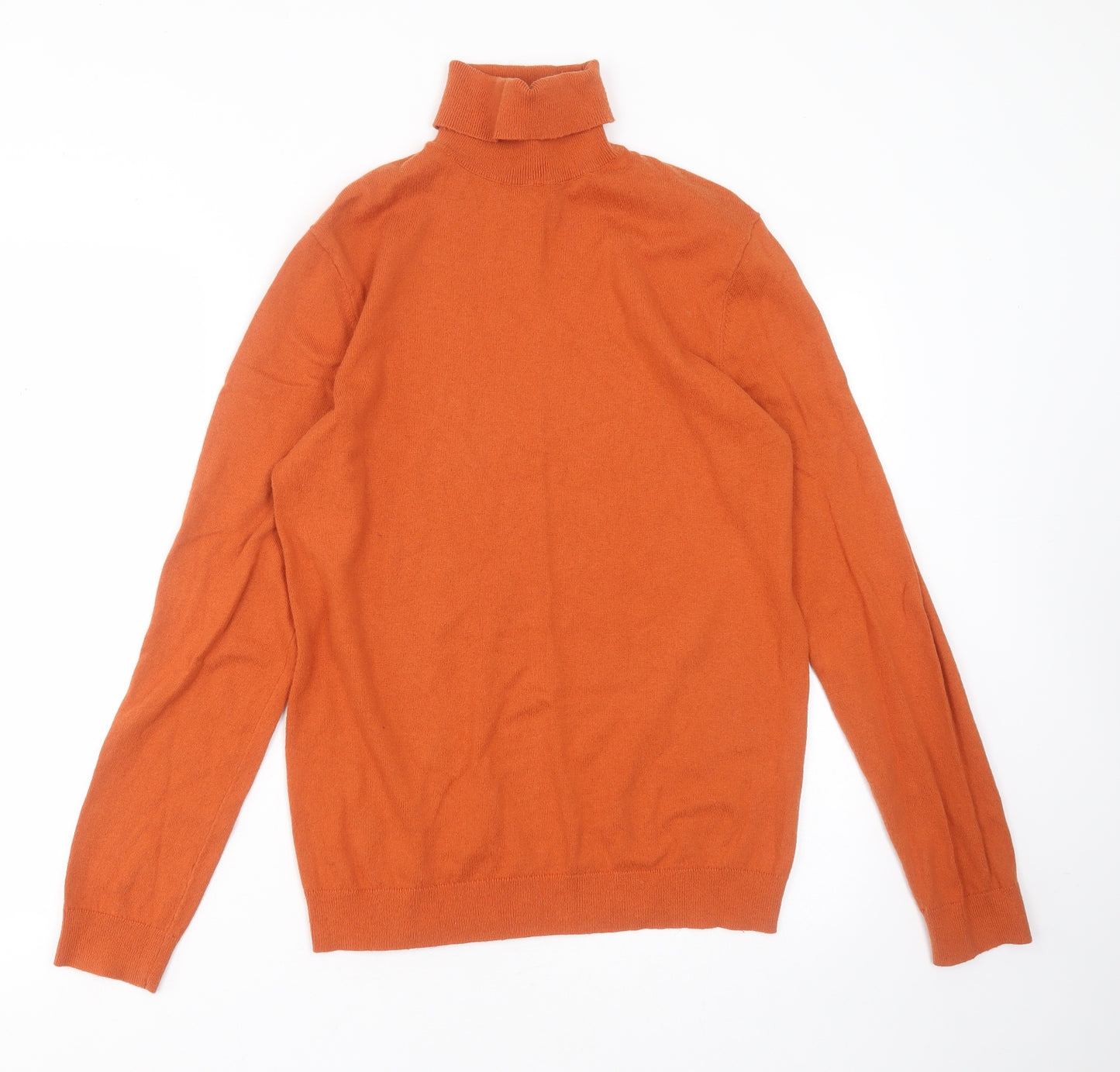 Topman Mens Orange Roll Neck  Cotton Pullover Jumper Size S