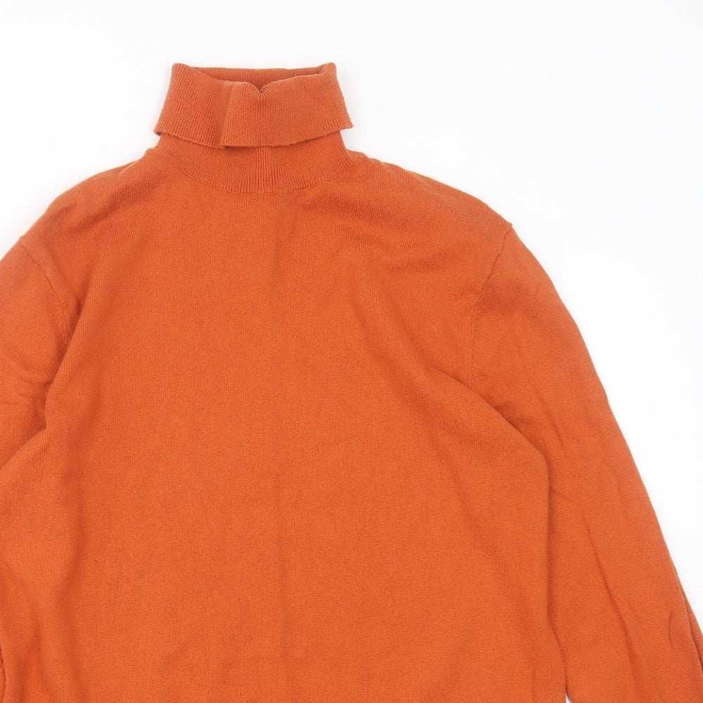 Topman Mens Orange Roll Neck  Cotton Pullover Jumper Size S