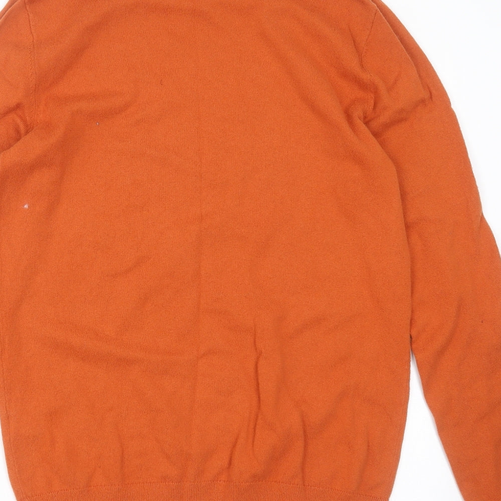 Topman Mens Orange Roll Neck  Cotton Pullover Jumper Size S