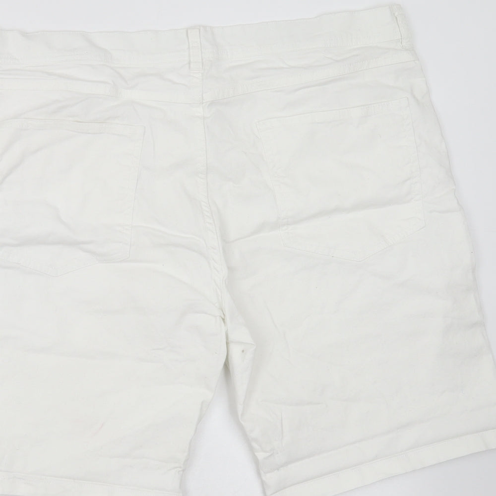 Easy Mens White  Cotton Bermuda Shorts Size 38 in L10 in Slim Zip