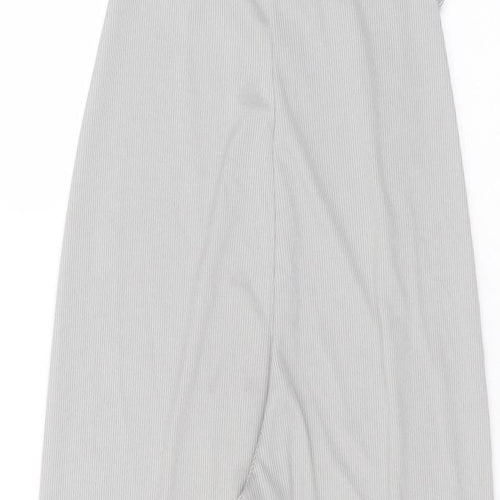 Boohoo Womens Grey Striped Polyester Jumpsuit One-Piece Size 4 L20 in