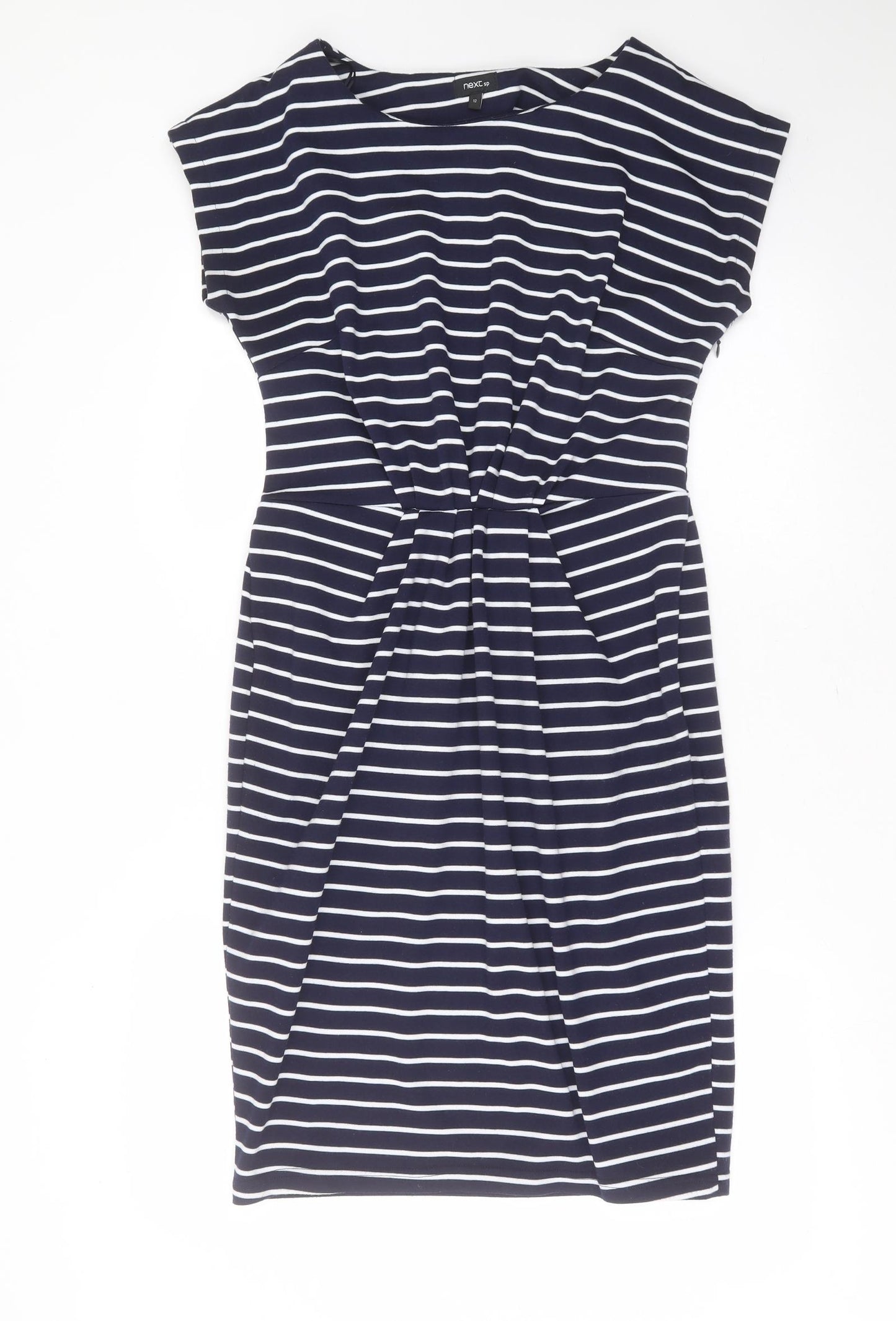 NEXT Womens Blue Striped Polyester Shift  Size 12  Round Neck