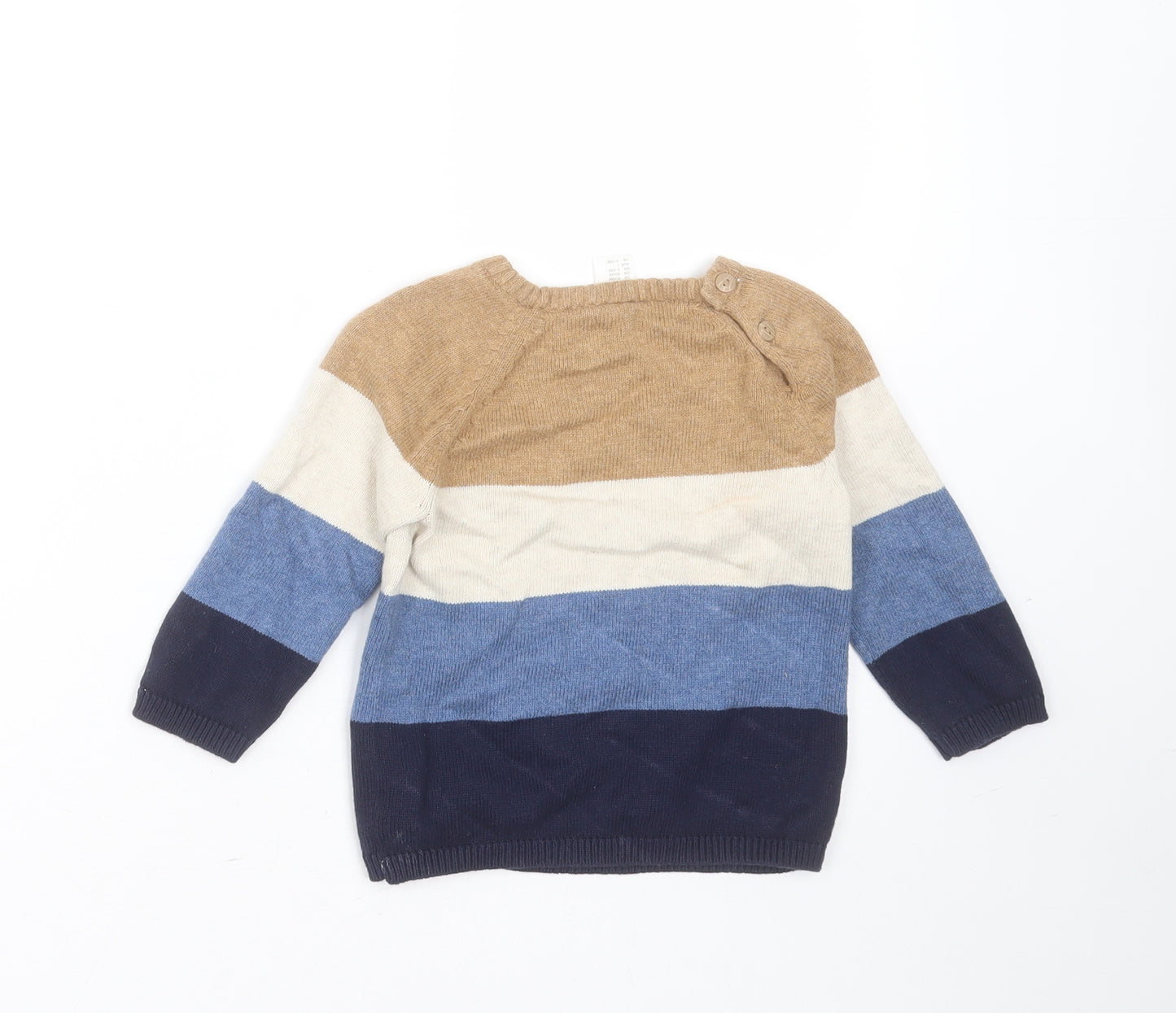 H&M Boys Multicoloured Striped Cotton Pullover Jumper Size 9-12 Months
