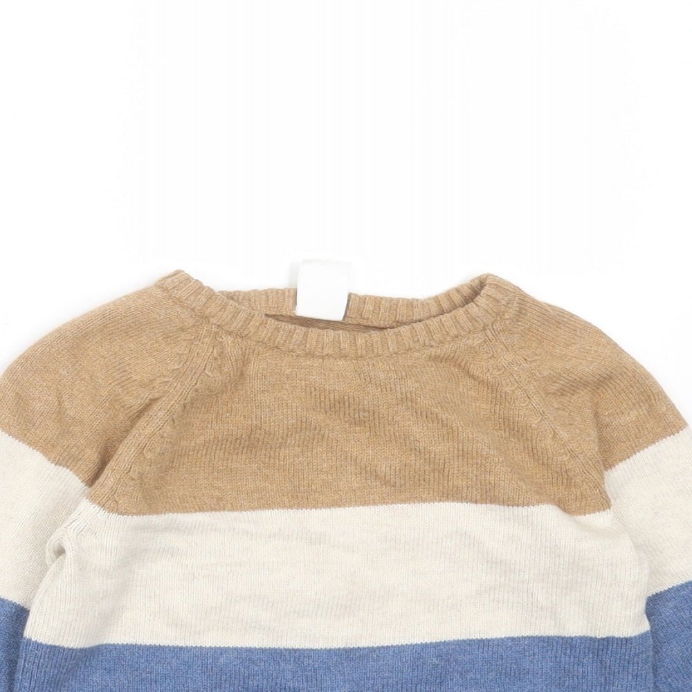H&M Boys Multicoloured Striped Cotton Pullover Jumper Size 9-12 Months