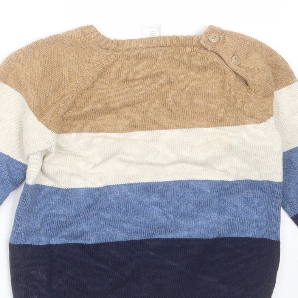 H&M Boys Multicoloured Striped Cotton Pullover Jumper Size 9-12 Months
