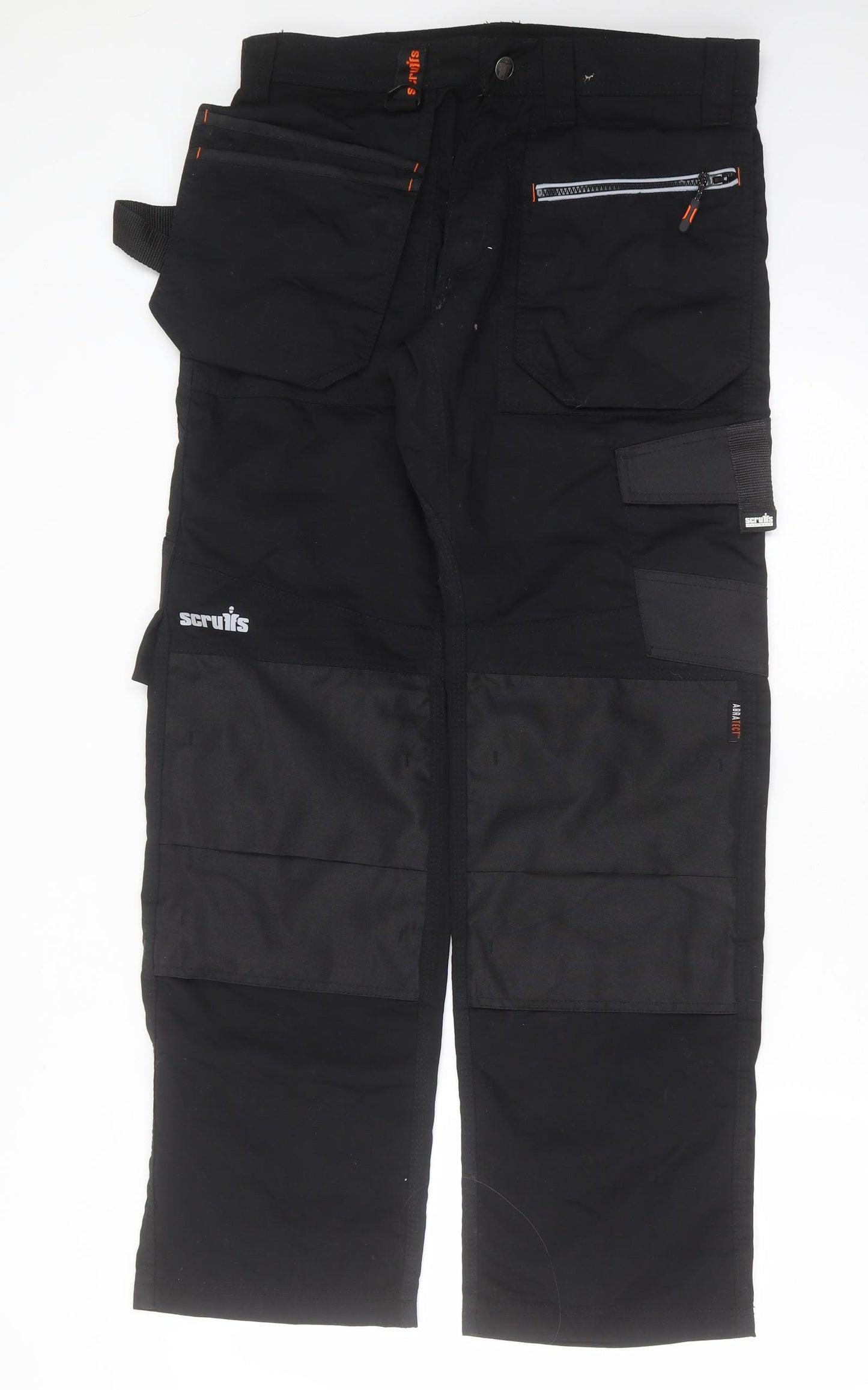 Scruffs Mens Black  Polyester Cargo Trousers Size 32 in L31 in Regular Zip
