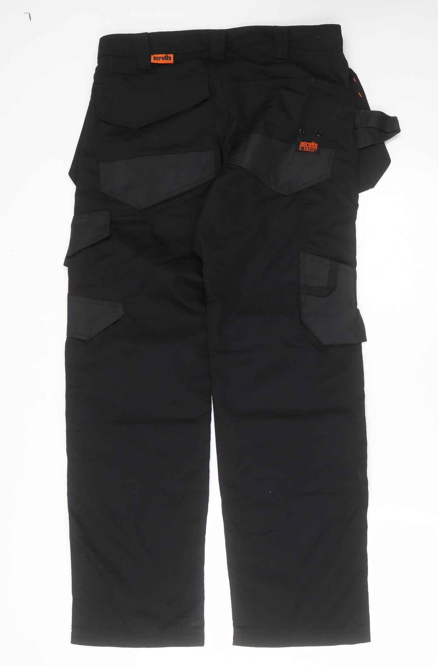 Scruffs Mens Black  Polyester Cargo Trousers Size 32 in L31 in Regular Zip