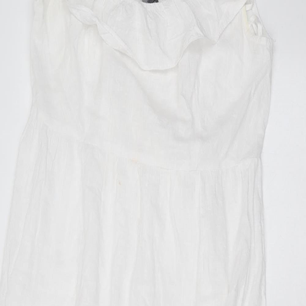 Primark Womens White  Cotton Maxi  Size 14  Square Neck