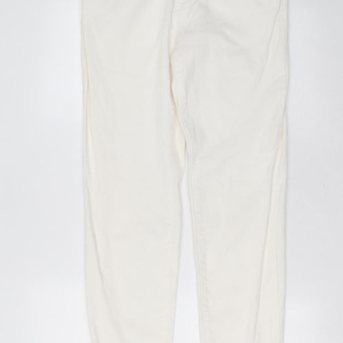 Monsoon Womens White  Cotton Skinny Jeans Size 12 L30 in Slim Zip