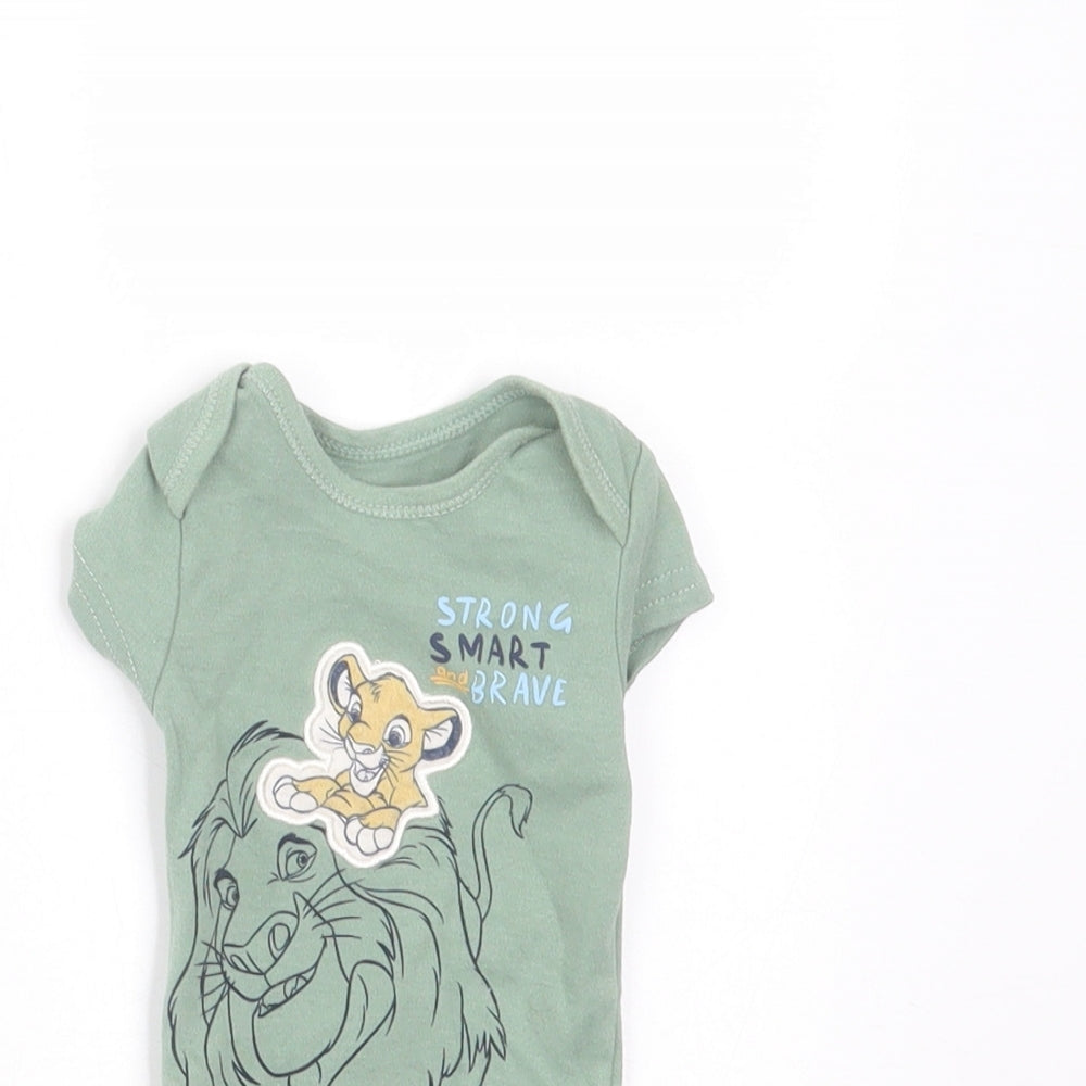 Primark Baby Green  Cotton Babygrow One-Piece Size Newborn   - lion king