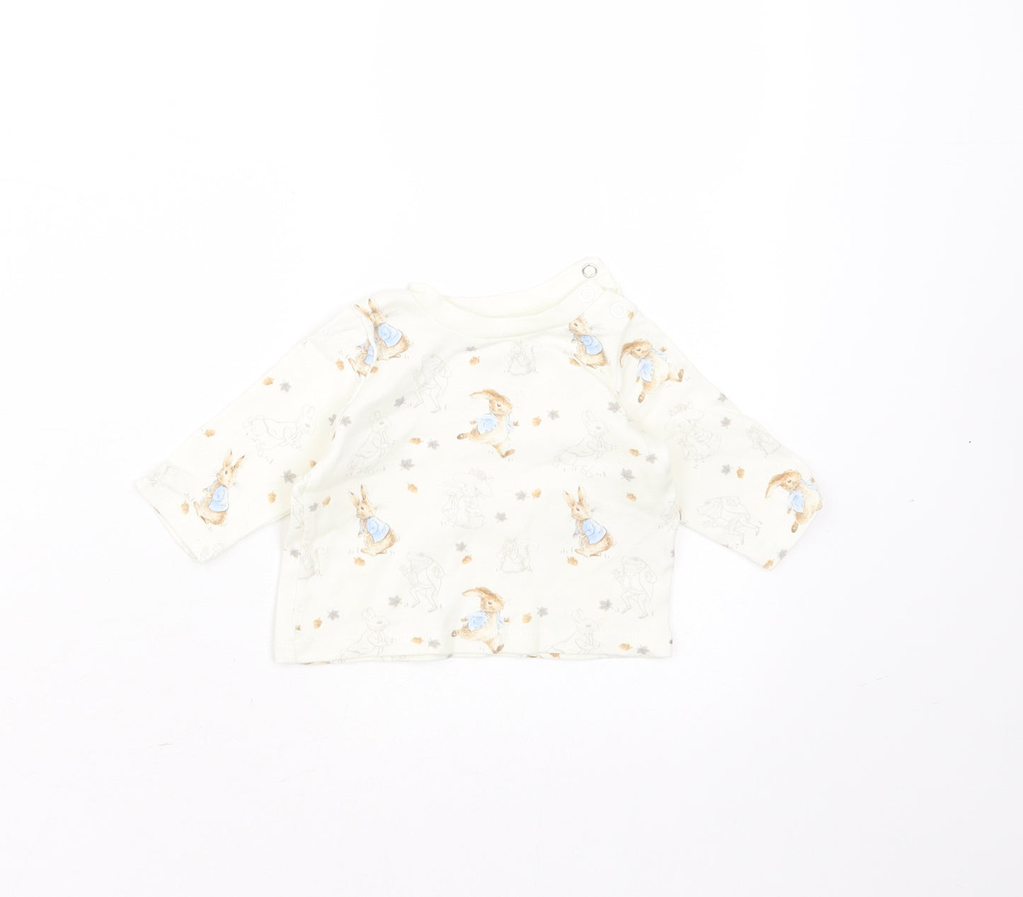 Peter Rabbit Baby Ivory  Cotton Basic T-Shirt Size Newborn Round Neck  - Peter Rabbit Print
