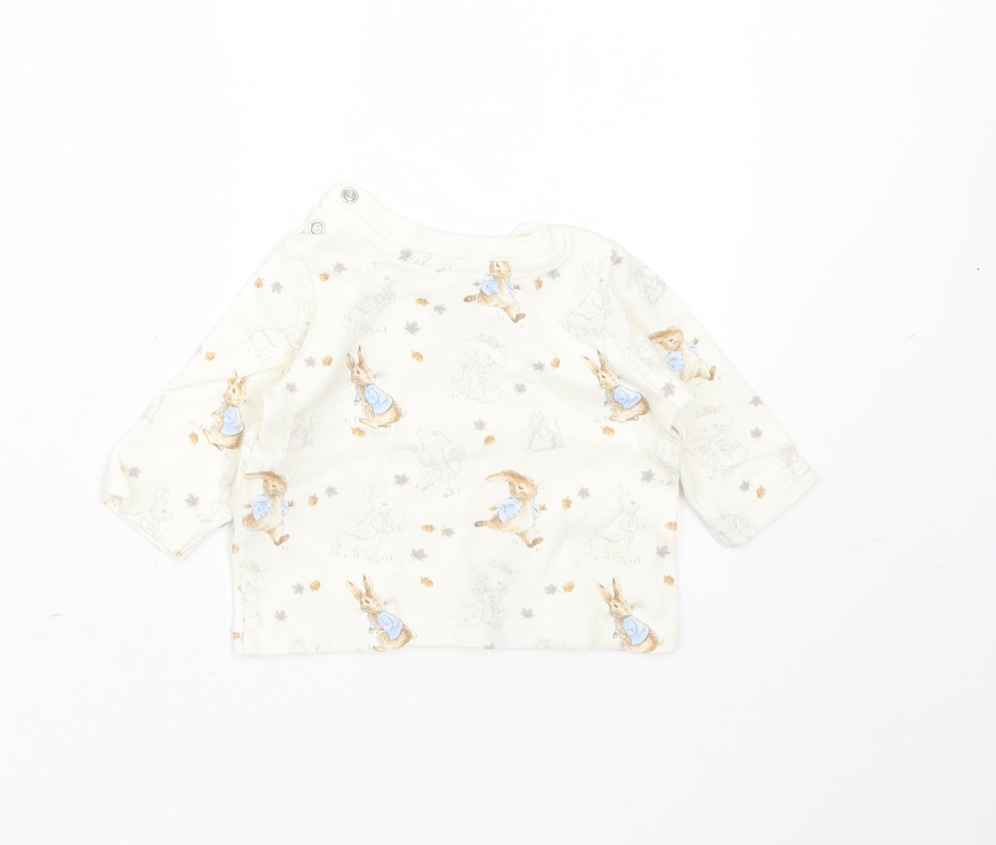 Peter Rabbit Baby Ivory  Cotton Basic T-Shirt Size Newborn Round Neck  - Peter Rabbit Print