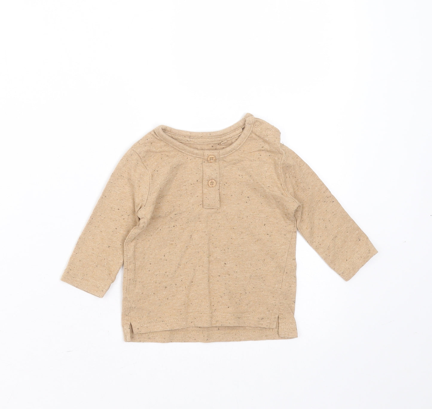 George Baby Beige  Cotton Basic T-Shirt Size 0-3 Months Round Neck