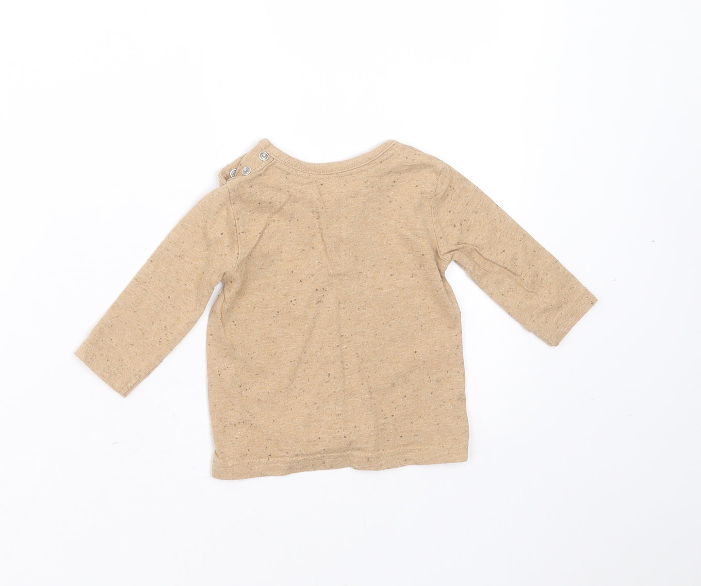George Baby Beige  Cotton Basic T-Shirt Size 0-3 Months Round Neck