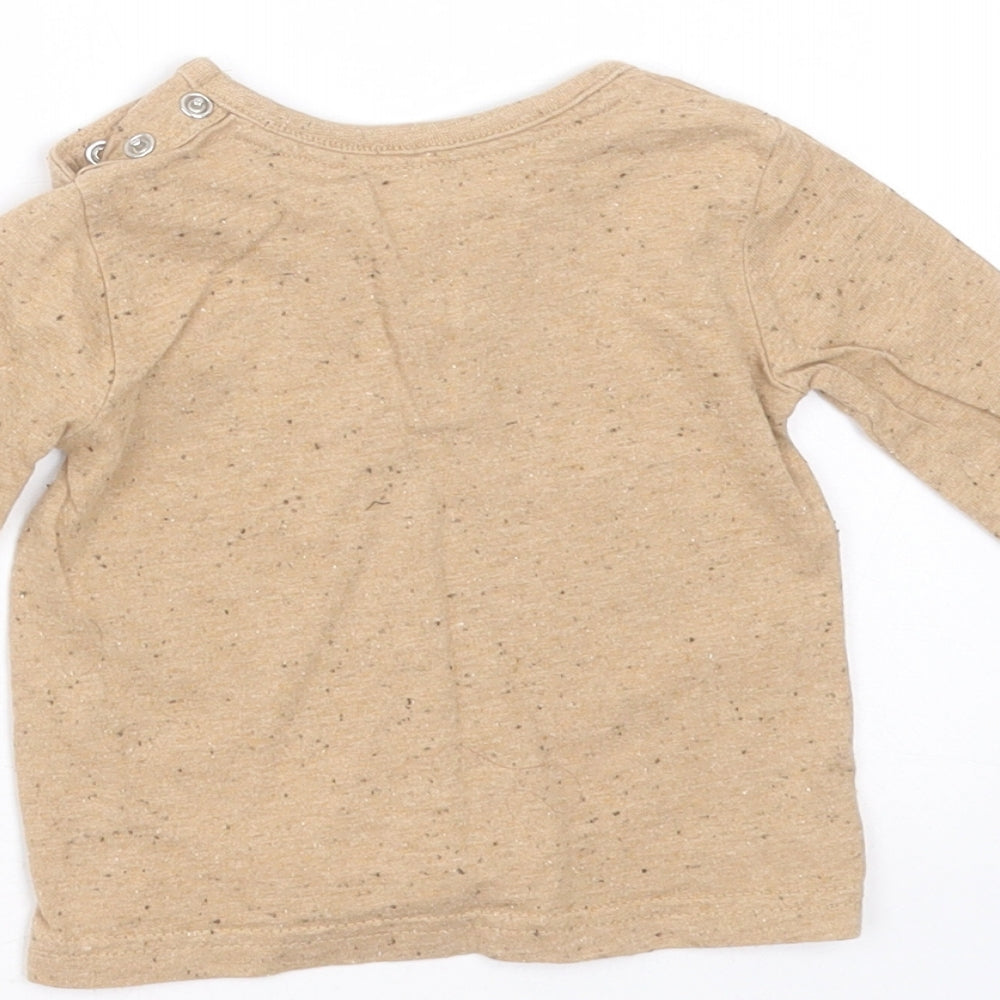 George Baby Beige  Cotton Basic T-Shirt Size 0-3 Months Round Neck