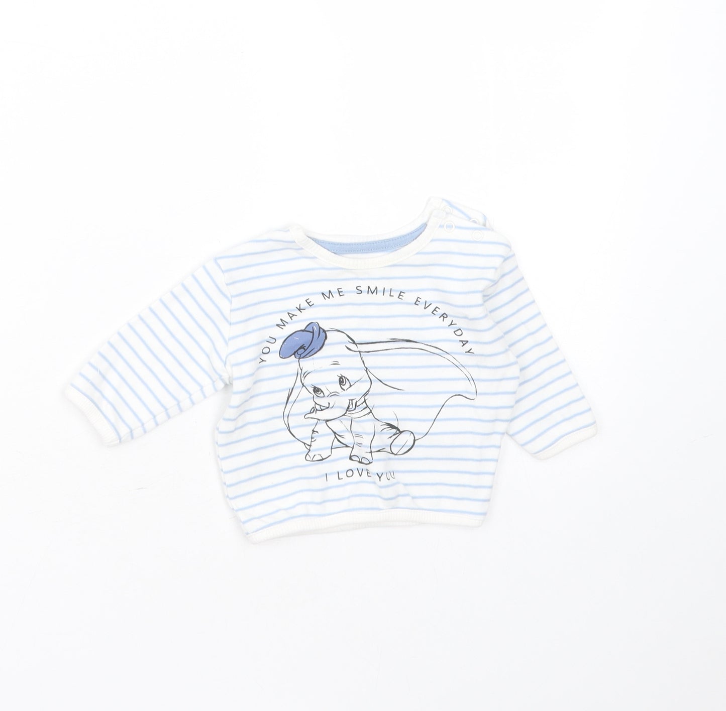 George Baby White Striped Cotton Pullover Jumper Size 0-3 Months   - dumbo, newborn